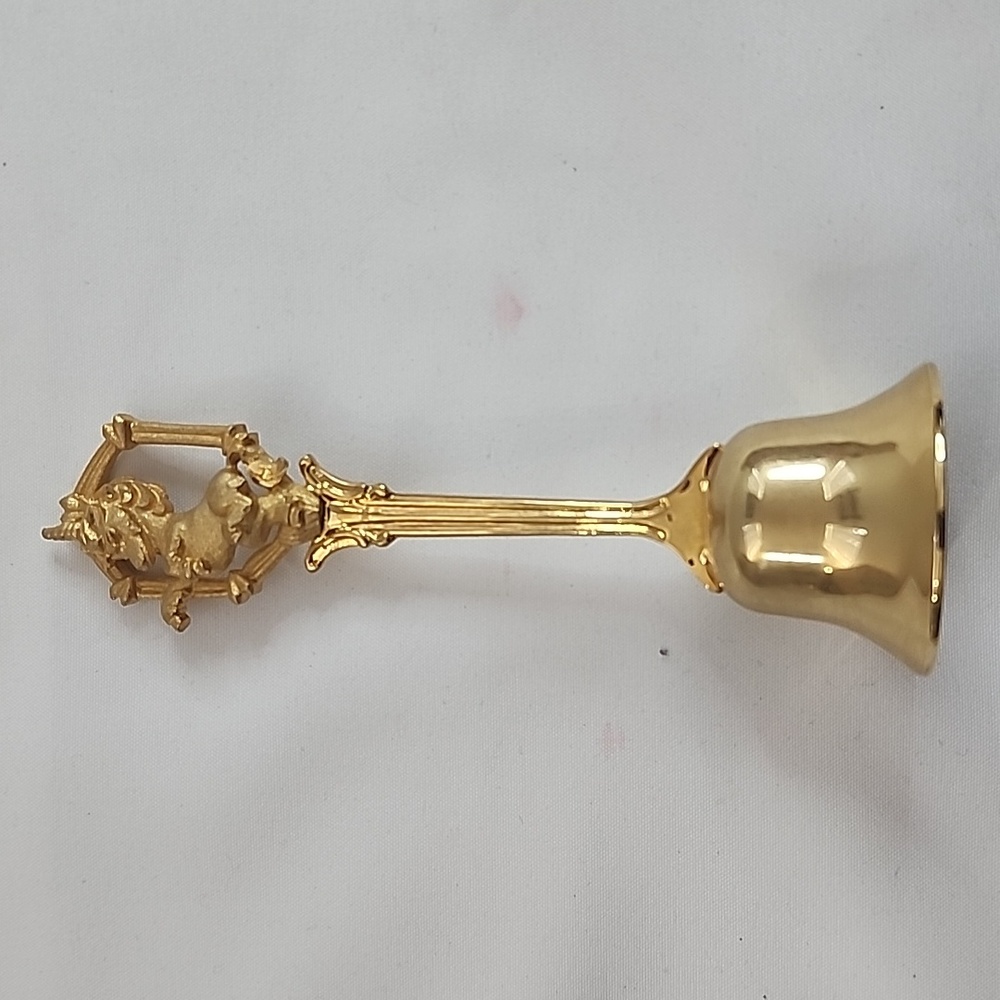 Vintage Diamond Cut Brass Unicorn Novelty Desktop Call Bell